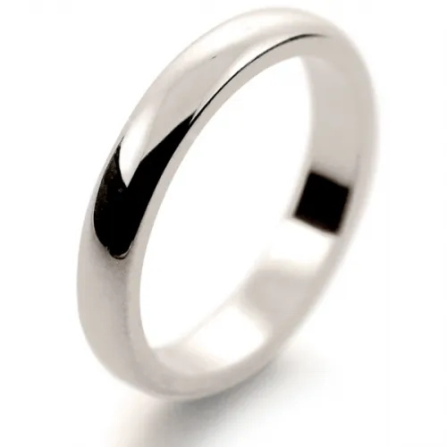 D Shape Medium -  3mm (HD3 W) White Gold Wedding Ring